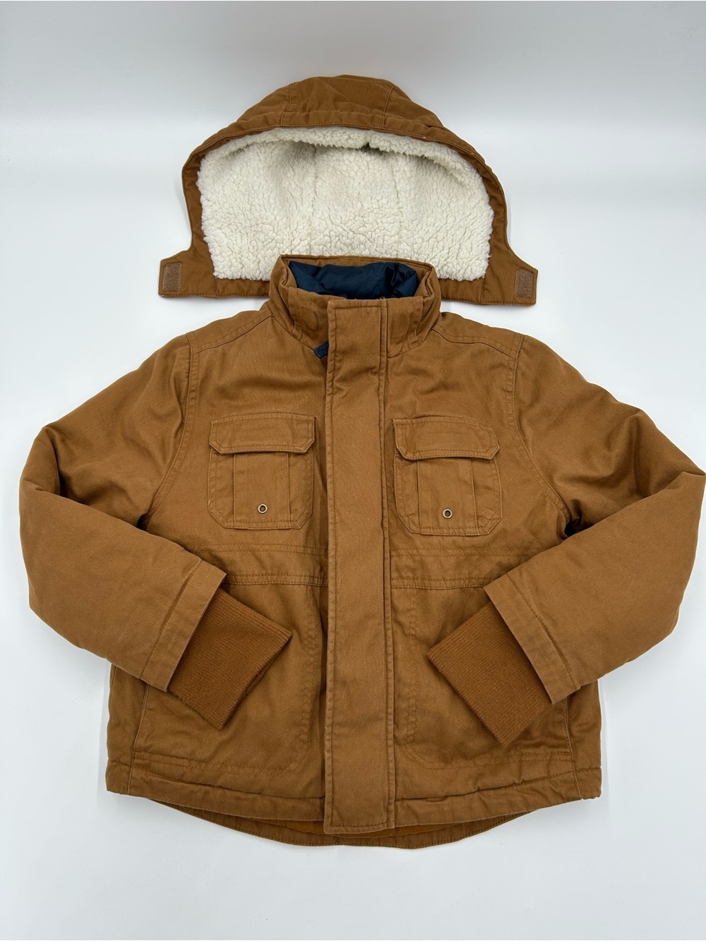 There Abouts Kids Brown Sherpa Hood Winter Jacket Detachable Vest 6/7